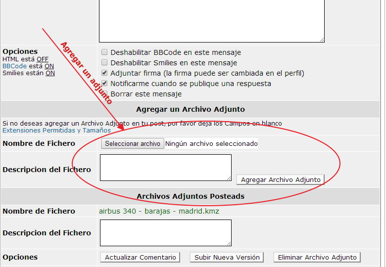 Agregar adjunto al publicar nuevo mensaje o editar - Subir archivos a nuestro foro