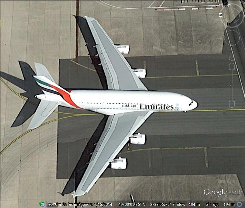 Airbus 380 de Emirates en Paris Charles de Gaulle 1 - 2 aviones contra uno 🗺️ Foro General de Google Earth