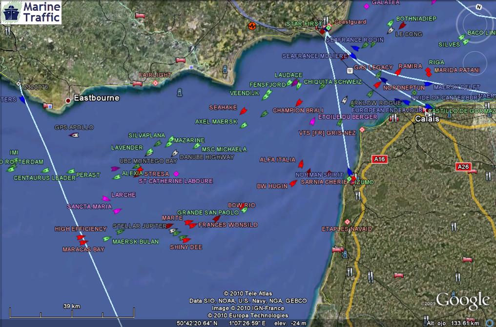 Atasco de barcos en el canal de La Mancha - Tráfico Marítimo tiempo real