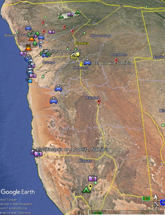 Localización de Atracciones Turísticas de Namibia 1