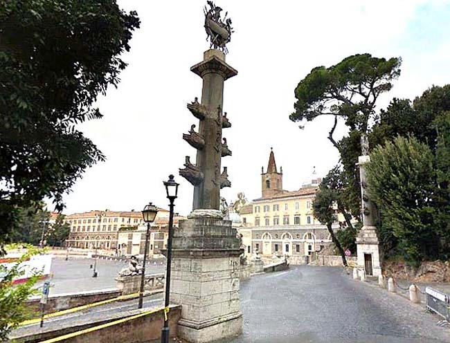 Columnas rostrales en Piazza del Popolo-Roma 1 - Farolas Rostrales plaza de la Concordia de París 🗺️ Foro General de Google Earth