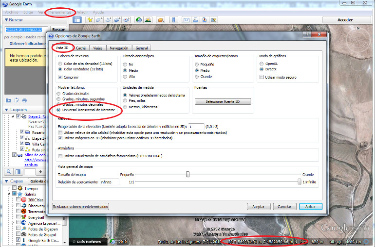 Ver Coordenadas UTM en Google Earth