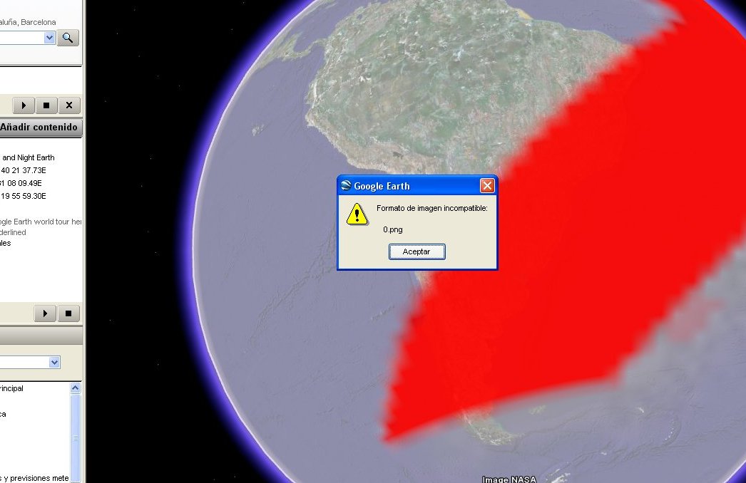 Este error no me cierra el programa pero aparece cuando activo la capa de nubes, aunque no siempre... - Ayuda! Se cierra Google Earth