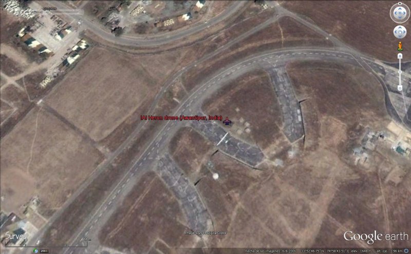 Dron IAI Heron en Awantipora, Cachemira 0 - UAV, Drones: Aviones no tripulados cazados con Google Earth