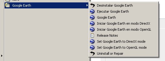 Inicio de programas de Google Earth