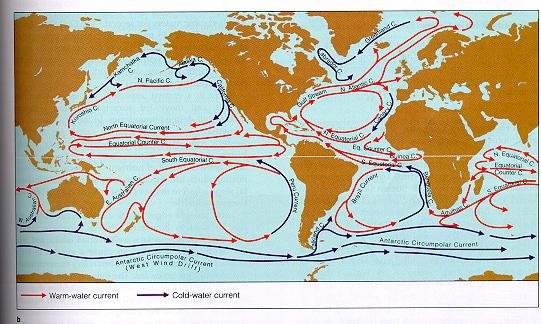 Mapa de corrientes marinas