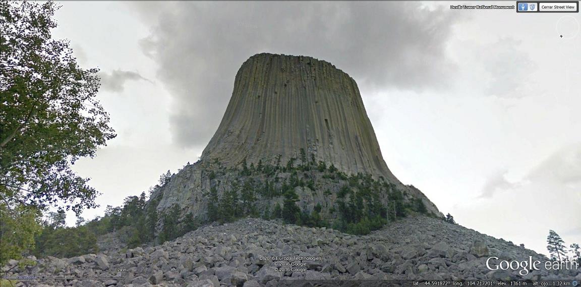 Monumento Nacional de la Torre del Diablo - USA 0 - Concurso de Geolocalización con Google Earth