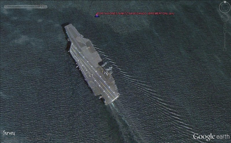 USS Nimitz (CVN-68) Navegando, captado por Google Earth 0