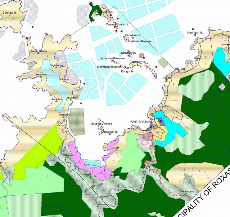 Mapa arrecifes de Port Barton