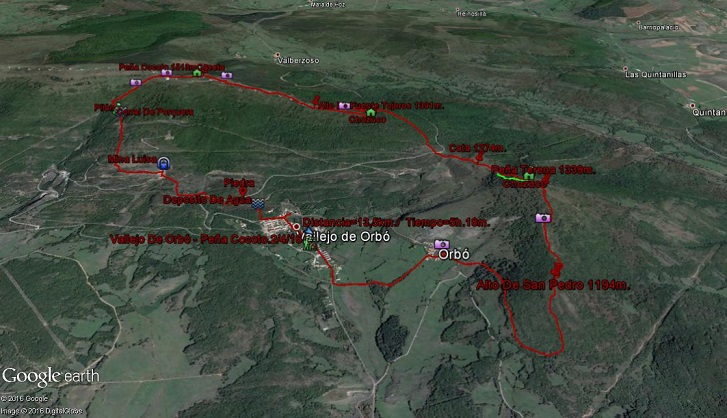 detalle del recorrido. - Vallejo De orbó - Peña Cocoto. 2/4/16 - Ruta de Senderismo 🗺️ Foro Ficheros KMZ, KML y Rutas