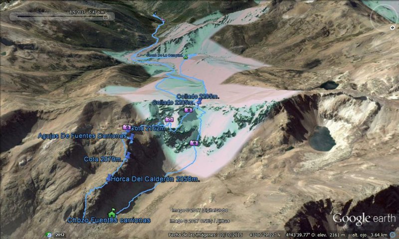 detalle del recorridocon google earth - Vueltíviri Agujas De Fuentes Carrionas. 9/8/17