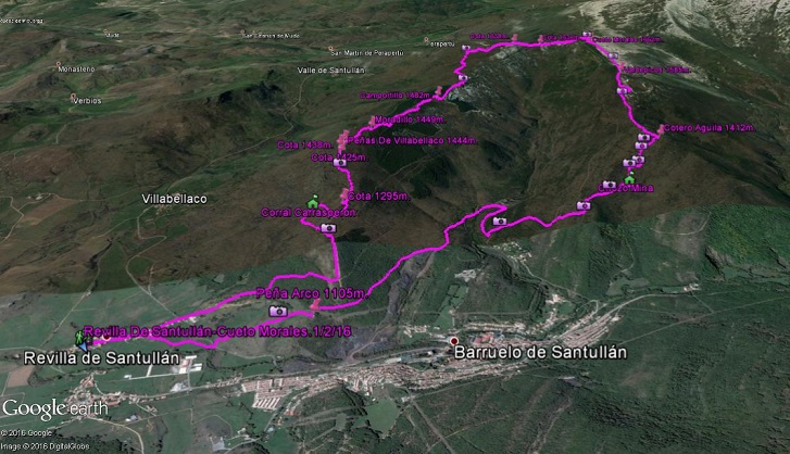 Detalle del recorrido - Revilla De Santullán-Cueto Morales 1662m. 1/2/16 -Senderismo 🗺️ Foro Ficheros KMZ, KML y Rutas