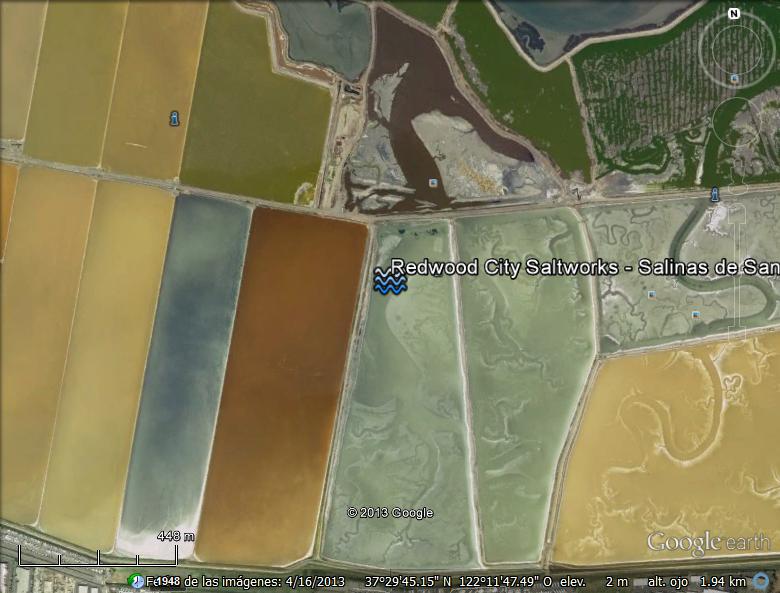 REDWOOD CITY SALTWORKS - Salinas de San Francisco 1 - Formas Curiosas a vista de Google Earth