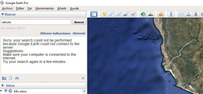 Google Earth no puede conectar con el...