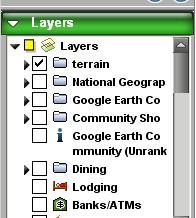 Google Earth en español. Menu Layers