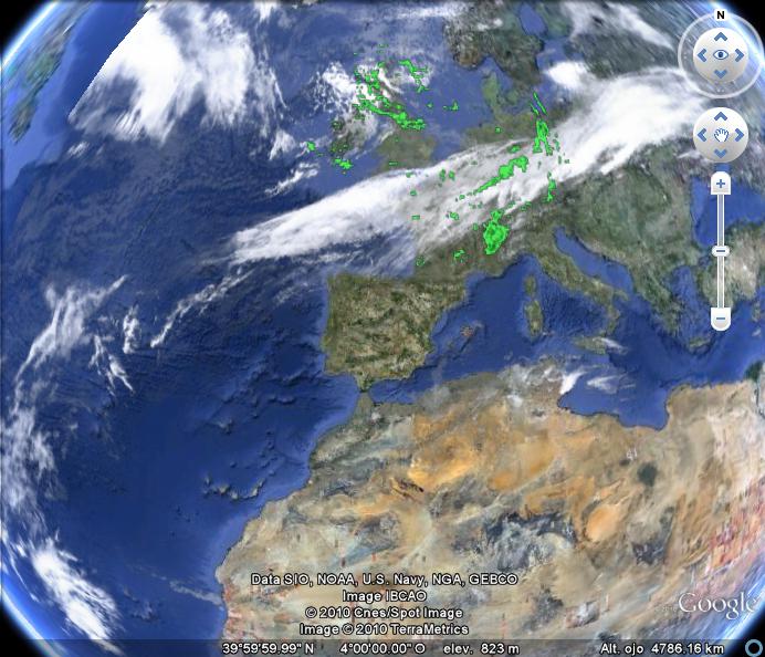 Imagen actual de Google Earth. - Errores en capa de Nubes "congeladas" o desactualizada