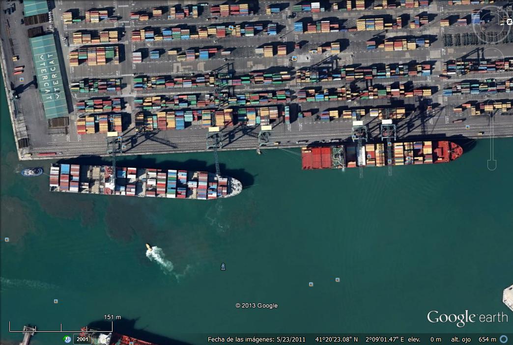 2 barcos de 250 metros en Barcelona Tercat 1 - Portacontenedores de 360 metros en Corea del Sur 🗺️ Foro General de Google Earth