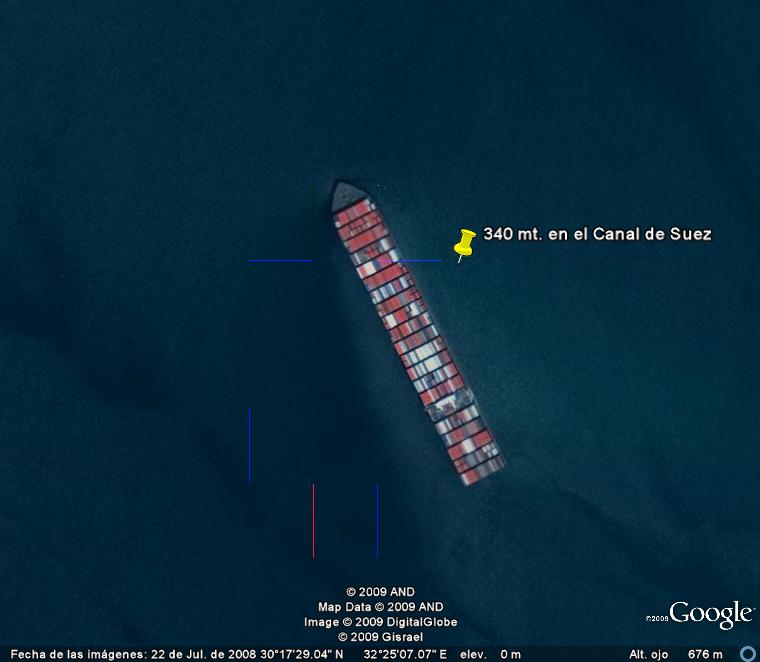 Portacontenedores de 340 mt. en el Canal de Suez - Grandes Barcos, quien da mas?