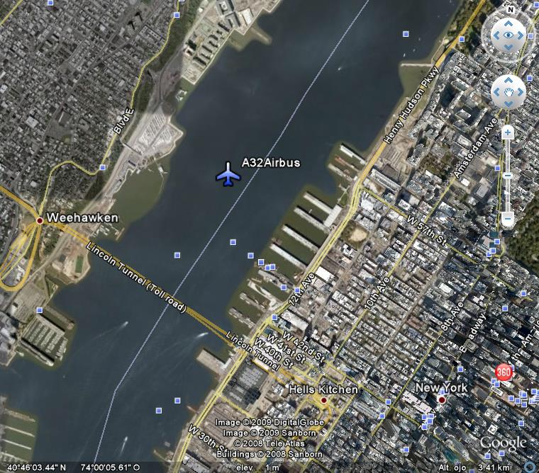 A 32 de Airbus en el rio Hudson 0