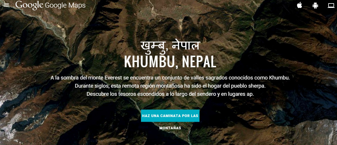 Subiendo al Everest con Google Maps