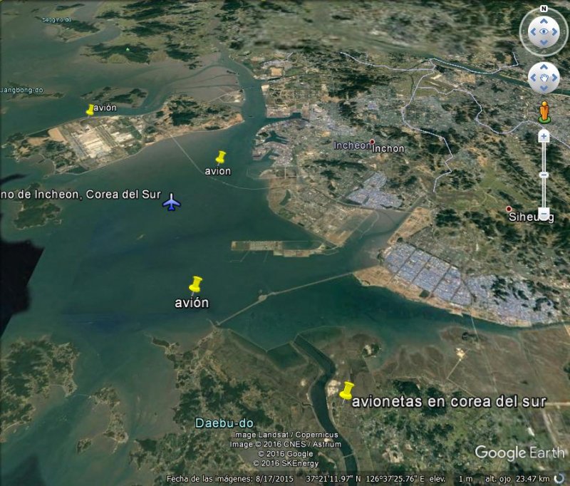 Aviones volando cerca de Incheon, Corea Del Sur 0 - Avion Arcoiris aproximandose a Montreal, Canada 🗺️ Foro General de Google Earth