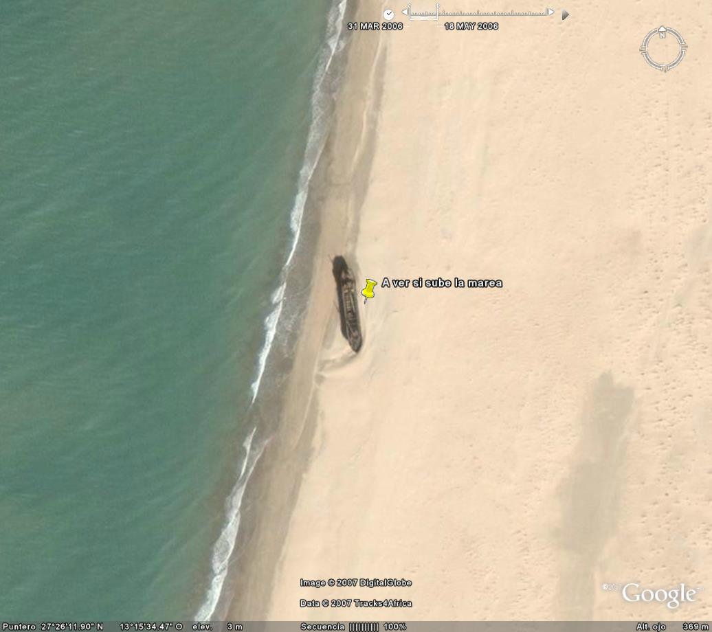 barco embarrancado en Sahara - Barcos Hundidos y Naufragios 🗺️ Foro General de Google Earth