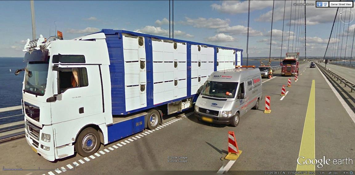 Auxilio a camión en Puente de Storebaelt - Dinamarca 0 - Curiosidades de Google Earth (En modo Street View )