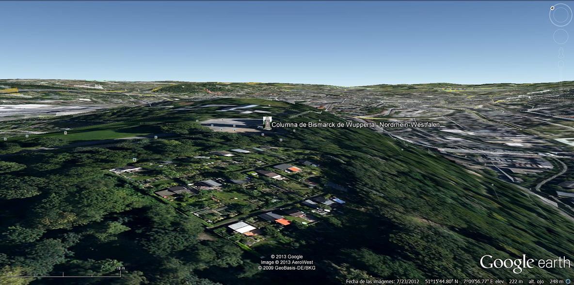 Columna de Bismarck de Wuppertal  Nordrhein-Westfalen 1 - LOCALIZACION DE LAS TORRES DE BISMARCK