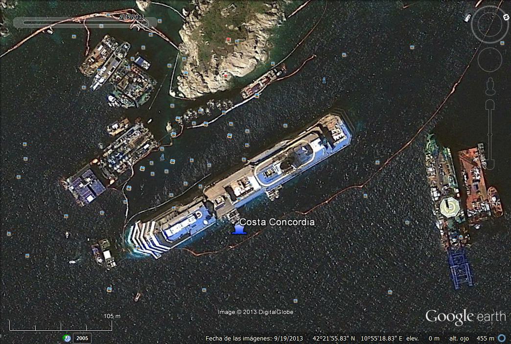 Naufragio del Costa Concordia y el barco reflotado 1 - Barcos hundidos en puerto en Fortaleza brasil 🗺️ Foro General de Google Earth