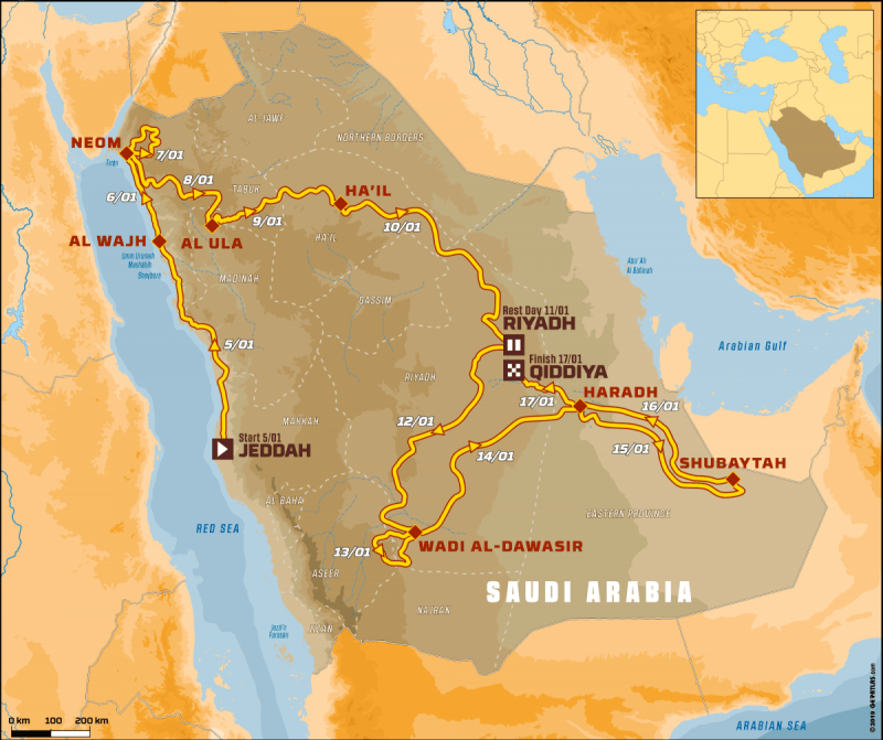 Dakar 2020: itinerario etapa por etapa