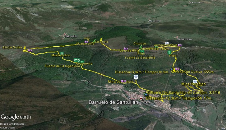 recorrido en google earth - Barruelo De Santullán- Alto El Cotejón. 3/7/16- Senderismo