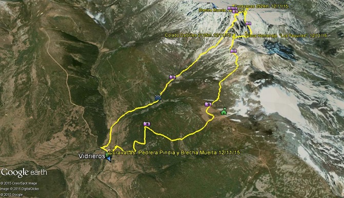 Detalle del recorridocon google earth - Curavacas: Pedrera Pindia y Brecha Muerta -Senderismo 🗺️ Foro Ficheros KMZ, KML y Rutas