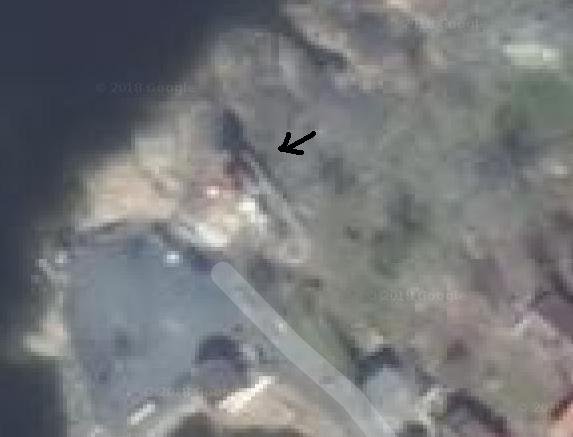 Imagen de GOOGLE MAPS, Yo le agregue una flechita para que vean donde esta el barco