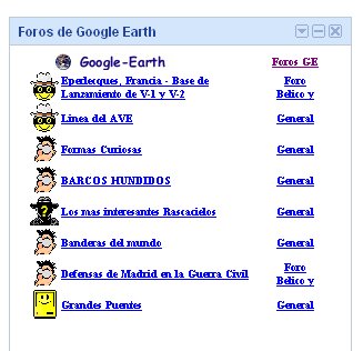 Gadget de Ultimos Mensajes en el Foro de Google Earth.