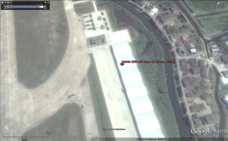 Drones Harbin BZK-005 en base aerea de Daishan, China 0 - UAV, Drones: Aviones no tripulados cazados con Google Earth