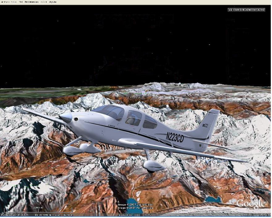 Un compañero de vuelo me tomó una foto - Modo Simulador de Vuelo con Google Earth