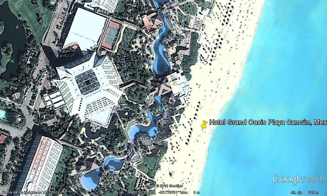 Hotel Grand Oasis Playa Cancún, Mexico - Beachscape, Kin Ha Villas & Suites 🗺️ Foro Google Earth para Viajar