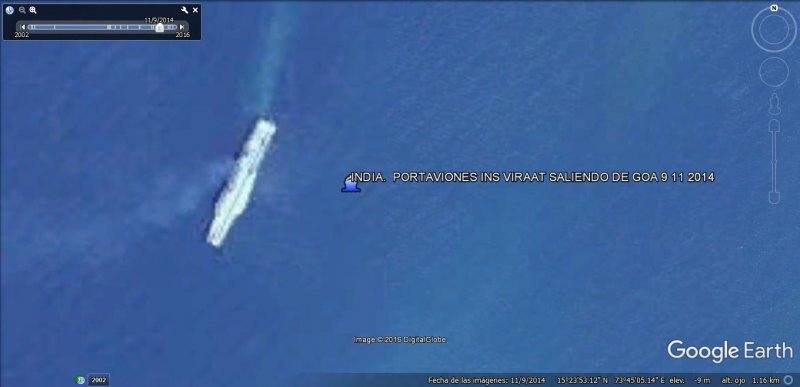 Portaaviones INS VIRAAT saliendo de Goa (India) 0 - USS Nimitz (CVN-68) Navegando, captado por Google Earth 🗺️ Foro Belico y Militar