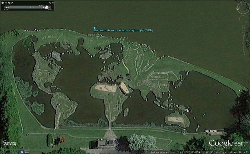 Mapa mundi gigante en el lago Klejtrup, Dinamarca 0
