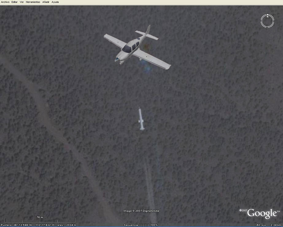 No es para tanto un misil contra una avioneta me parece mucho - Modo Simulador de Vuelo con Google Earth