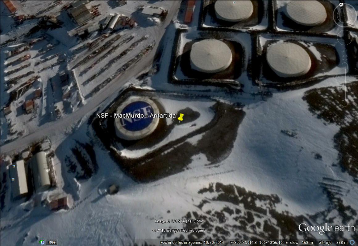 Cartel NSF en la base McMurdo en la Antartida 1 - Bandera EAU pintada en una ladera 🗺️ Foro General de Google Earth