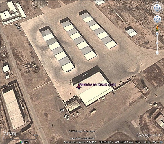 Predator en Kirkuk (irak) 0 - UAV, Drones: Aviones no tripulados cazados con Google Earth