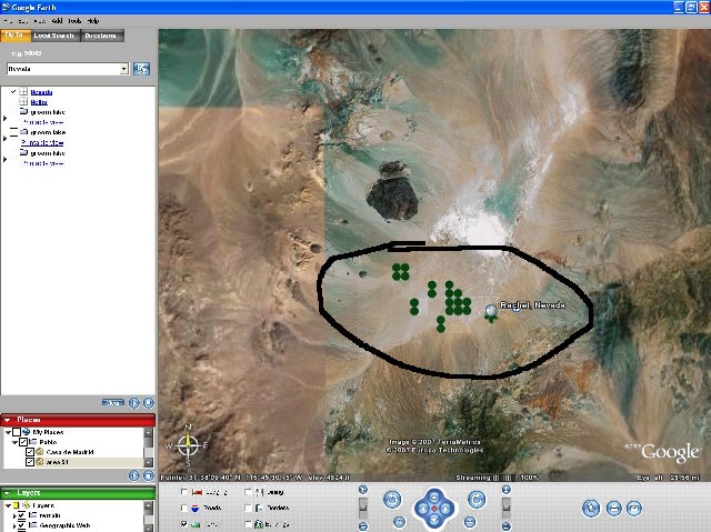 asi lo veis directo :) - Puntos verdes al norte del Area 51