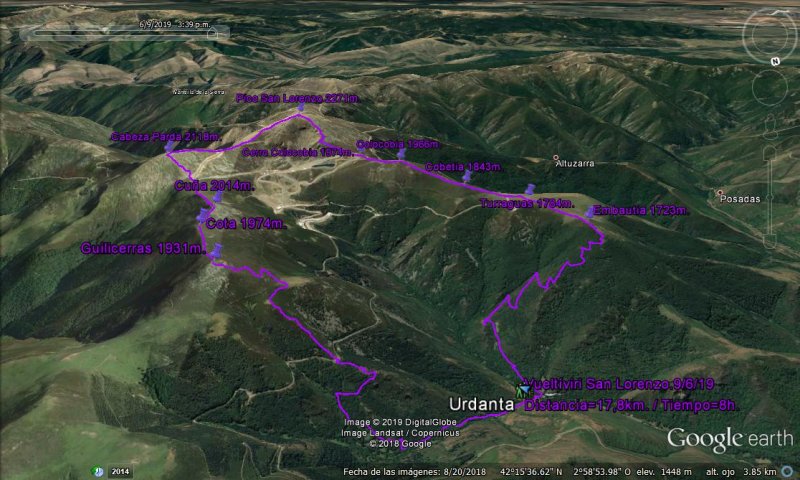 Detalle del recorrido en google earth - Vueltíviri Pico San Lorenzo.9/6/19 🗺️ Foro Ficheros KMZ, KML y Rutas