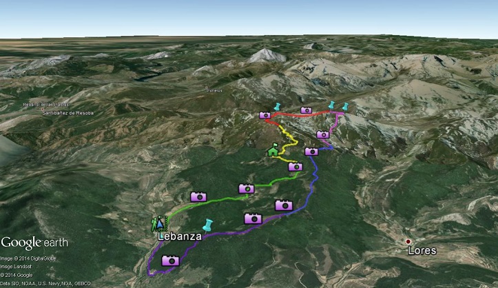 detalle del recorrido - Ascensión a Peña Carazo y Horca de Lores. 13/7/14 🗺️ Foro Ficheros KMZ, KML y Rutas