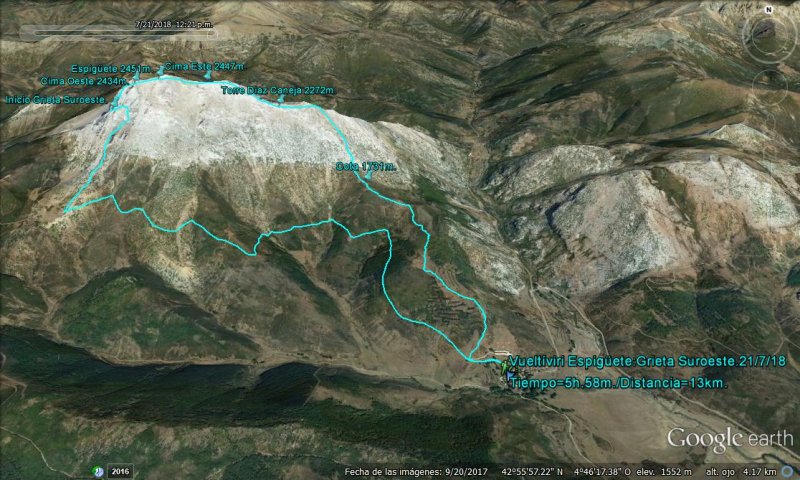 Detale del recorrido - Vueltíviri Espigüete : Grieta Suroete.21/7/18