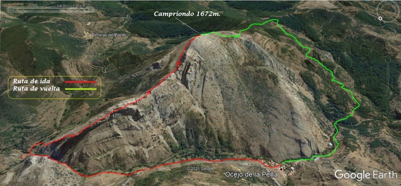 detalle del recorrido con google earth - Campriondo. "Espinazo Del Diablo" .4/3/21
