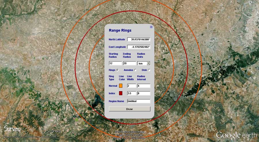 Es posible trazar circulos con Google Earth