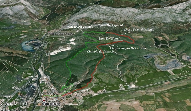 Vista del recorrido con google earth - Los Chozos De Los Campos De La Peña y La Sima Del Hoyal. 27 🗺️ Foro Ficheros KMZ, KML y Rutas