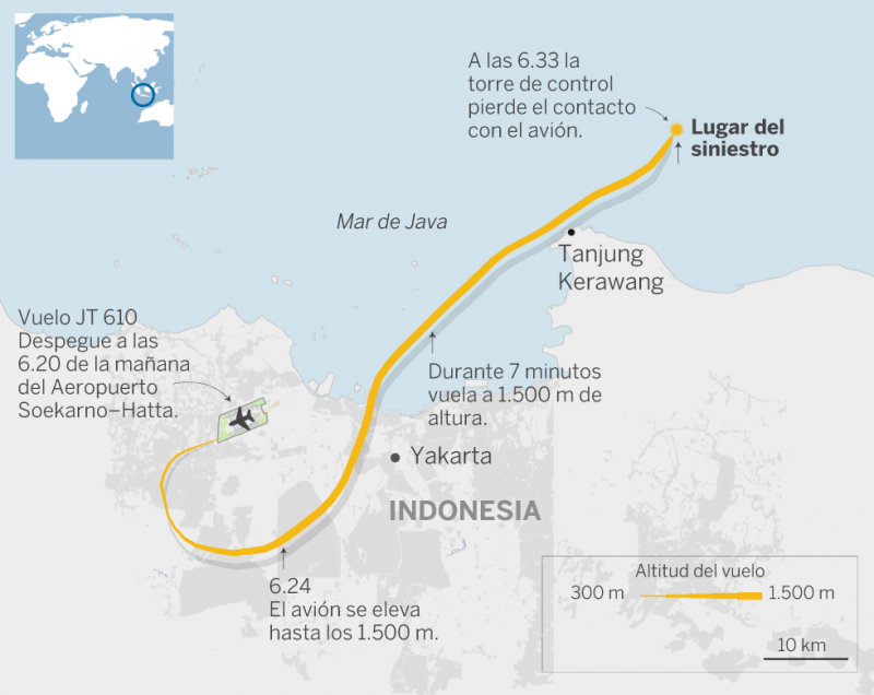 Lugar accidente avión de Lion Air con 188 ocupantes 0